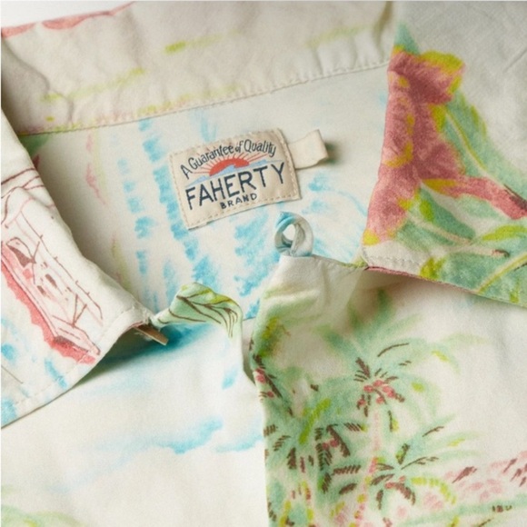 Faherty Kona Convertible Collar Printed EcoVero Camp Shirt Multi Men’s - Picture 4 of 13